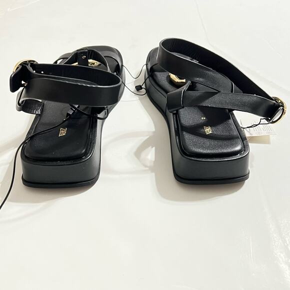 Zara Black Sandals with Gold Buckle - Picture 14 of 15